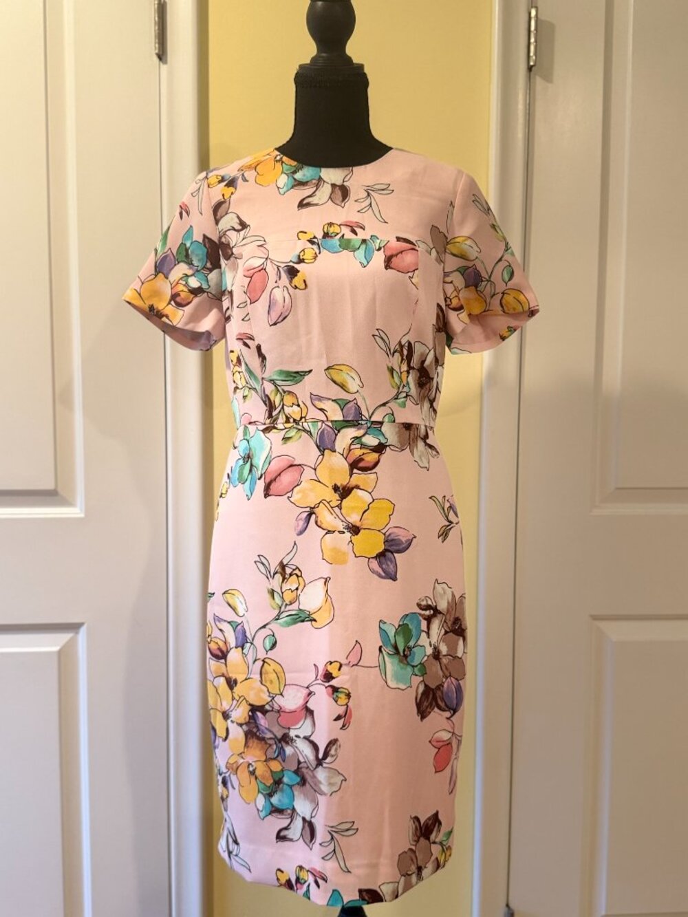 Blush Pink Watercolor Floral Midi Dress